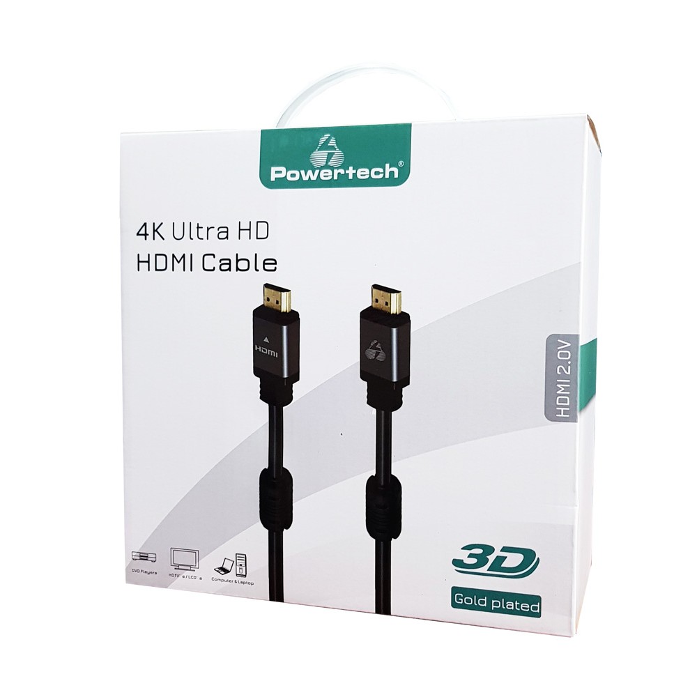 POWERTECH καλώδιο HDMI 2.0 CAB-H101 prime, 4K 3D, copper, μαύρο, 15m