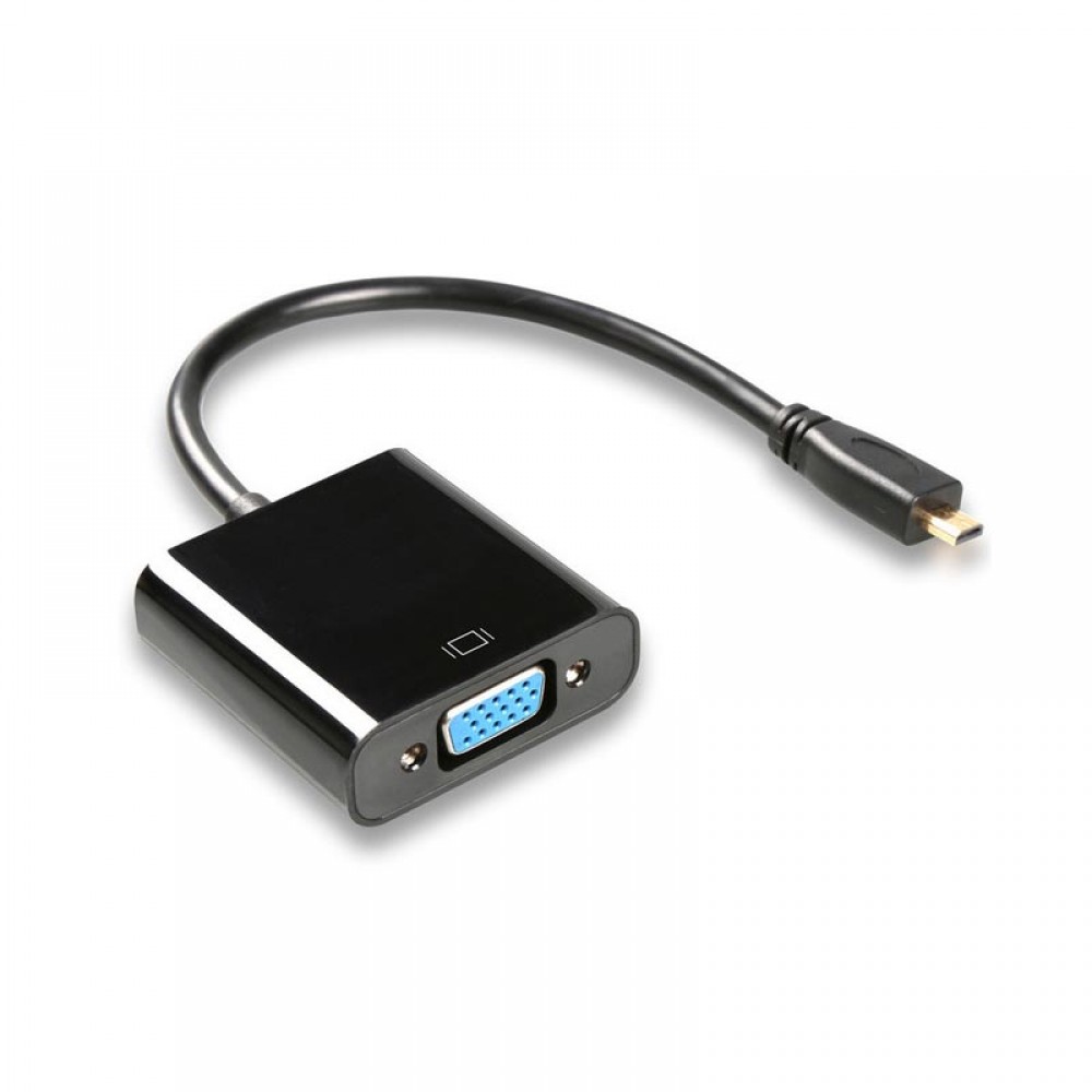 POWERTECH Adapter Micro HDMI 1.4V (M) σε VGA DB15 (F), 0.20m, μαύρο
