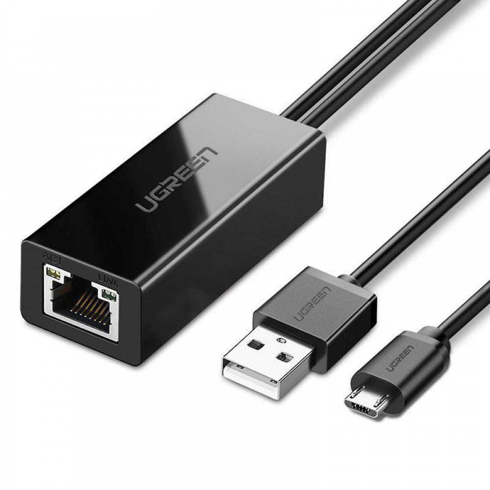 Ugreen Network Adapter Ethernet to Micro USB 100Mbps 1m (30985) black