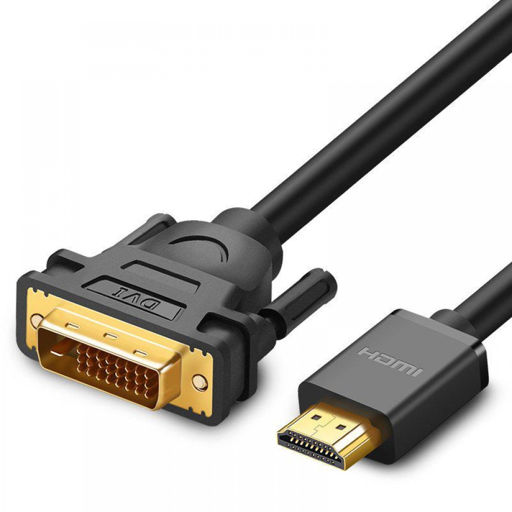 Ugreen Cable Adapter DVI 24 + 1 pin (male) / HDMI (male) FHD 60 Hz 1.5m (HD106 11150) black