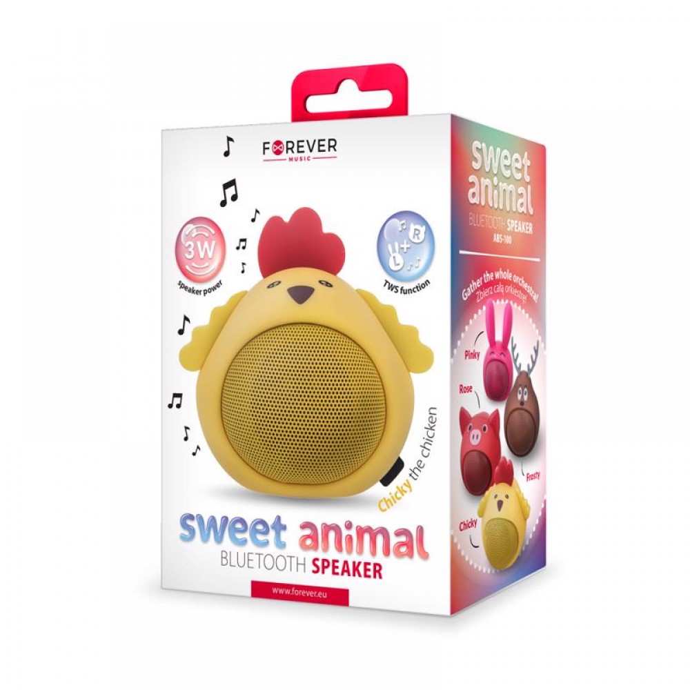 Forever Bluetooth Φορητό Ηχείο Sweet Animal Chicken Chicky (yellow)