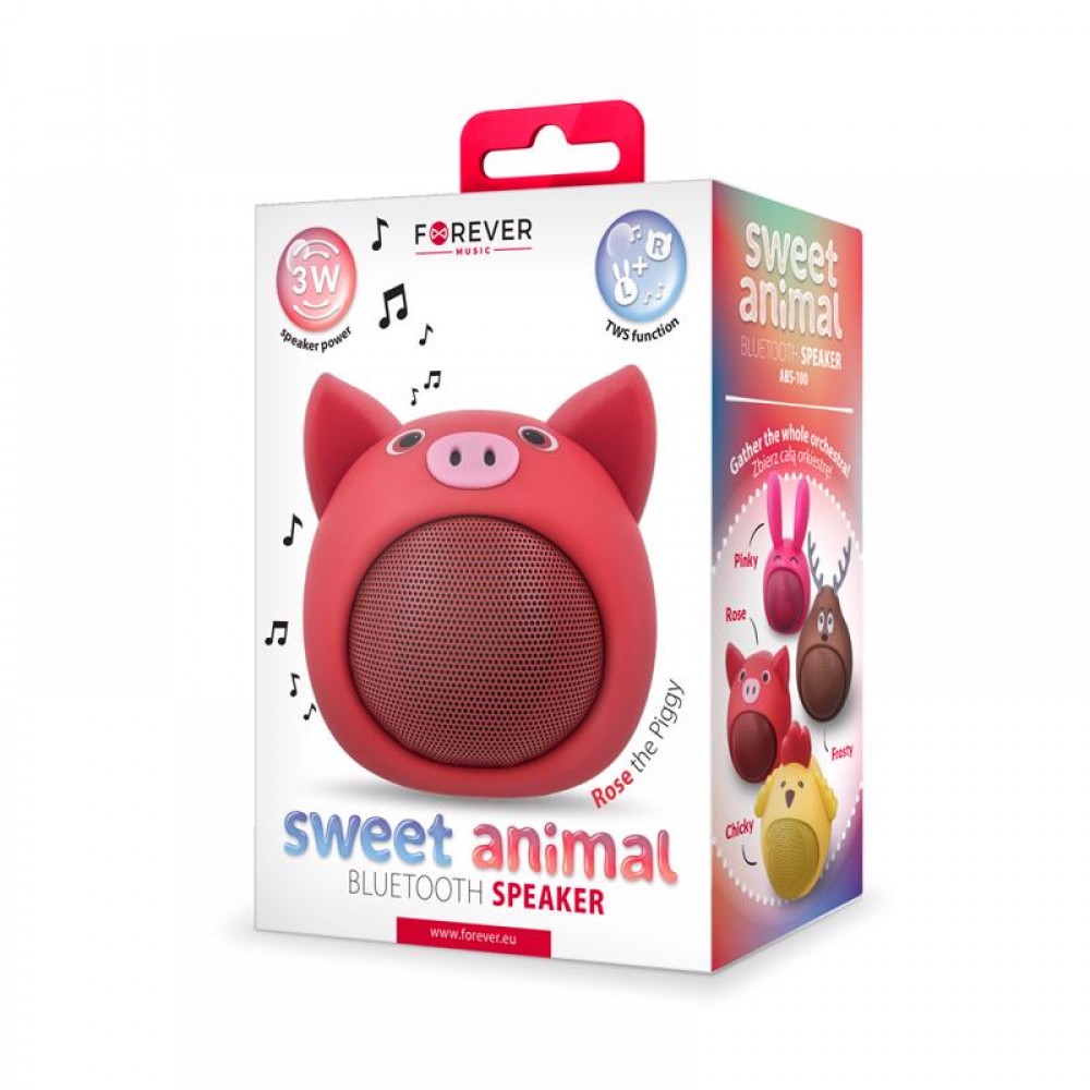 Forever Bluetooth Φορητό Ηχείο Sweet Animal Pig (rose-red)
